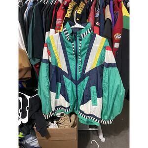 Size M- Vintage River Edge bomber jacket 80s 90s Windbreaker Multicolor Zip